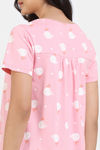 Zivame Joyful Jingles Knit Cotton Knee Length Nightdress - Candy Pink — thumbnail 6